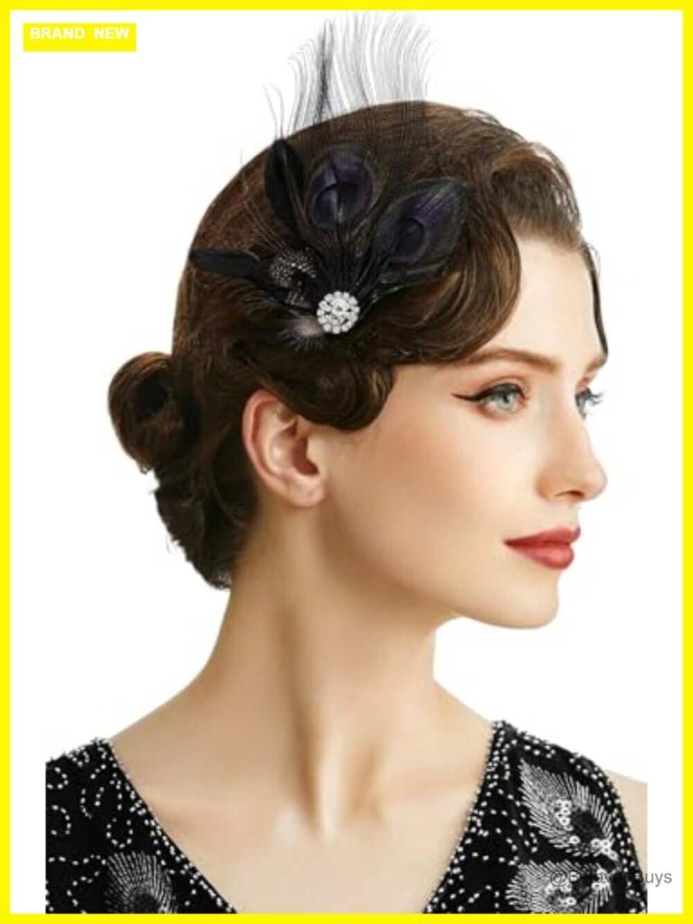Peacock Feather Fascinator Hair Clip with Rhinestones